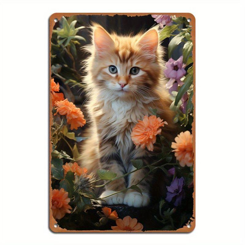 Vintage Style Metal Tin Sign Cute Cats Dogs for Cafe Interior