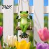 Realistic Frog Swing Statue Garden Statue, Resin Hanging Ornament, Whimsical Cute Figurine for Front Porch Yard Balcony Decoration Decorative