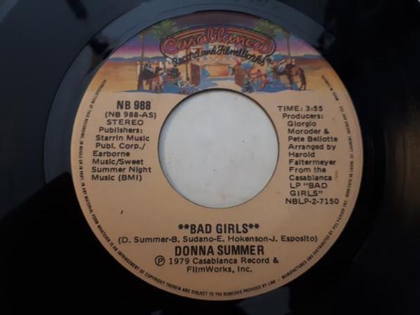 

7inch Record DONNA SUMMER - Bad Girls NB988 Casablanca 1979 Canada Soul/Funk Used