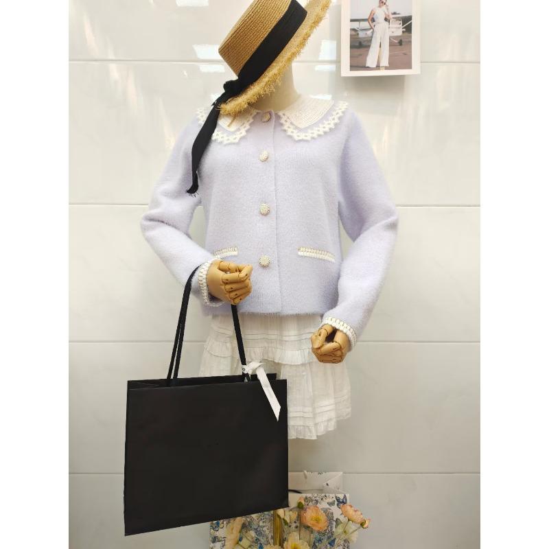 

Свитер-куртка из искусственного норкового флиса, новый осенне-зимний вязаный кардиган с кружевным кукольным воротником в стиле пэчворк для женщин one size fits all фиолетовый