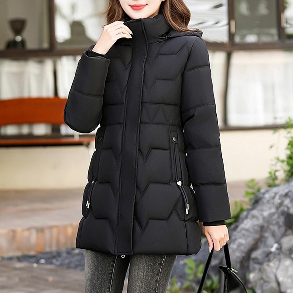 Women's Hooded Coat Ladies Winter Cotton Coat Thickened Warm Jacket