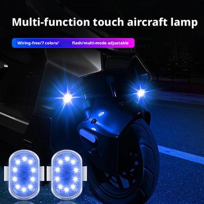 1Pcs Car Interior Atmosphere Lights USB Rechargeable Car Motorcycle Strobe Signal Light LED Wireless Light Warning Light C2P0