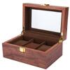 Wooden 3 Grid Watch Display Box Transparent Window Anti‑Slip Watch Storage Box