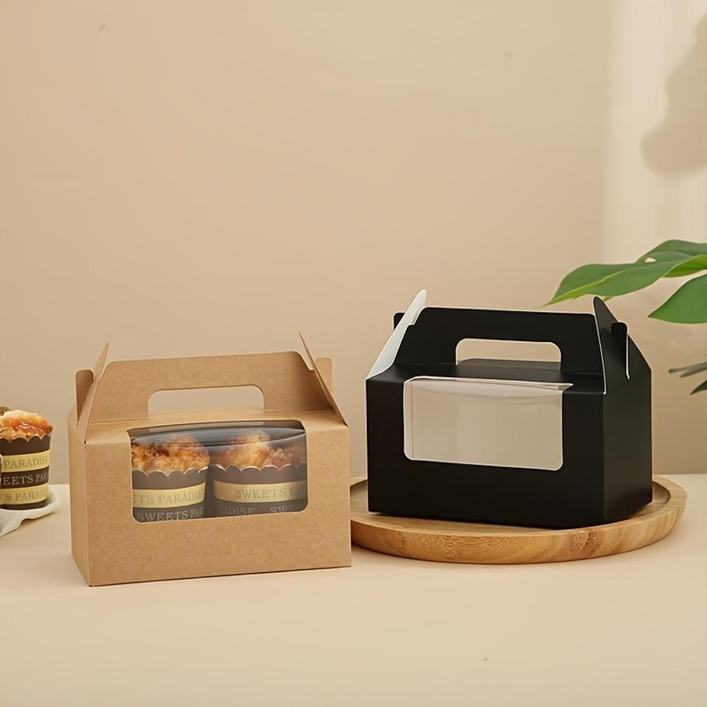 18pcs Cake Boxes Leak Proof Cake Produce Box with Lid Handle and Clear Window Gift Packing Box Portable Cake Sealed Box for Home Kitchen and Bakery