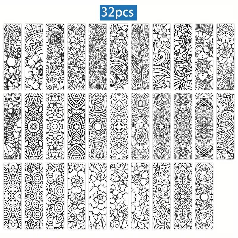

Набор закладок-раскрасок Мандала - Элегантные сложные узоры в черном и белом цвете, Раскрашивание своими руками, Цветная закладка
