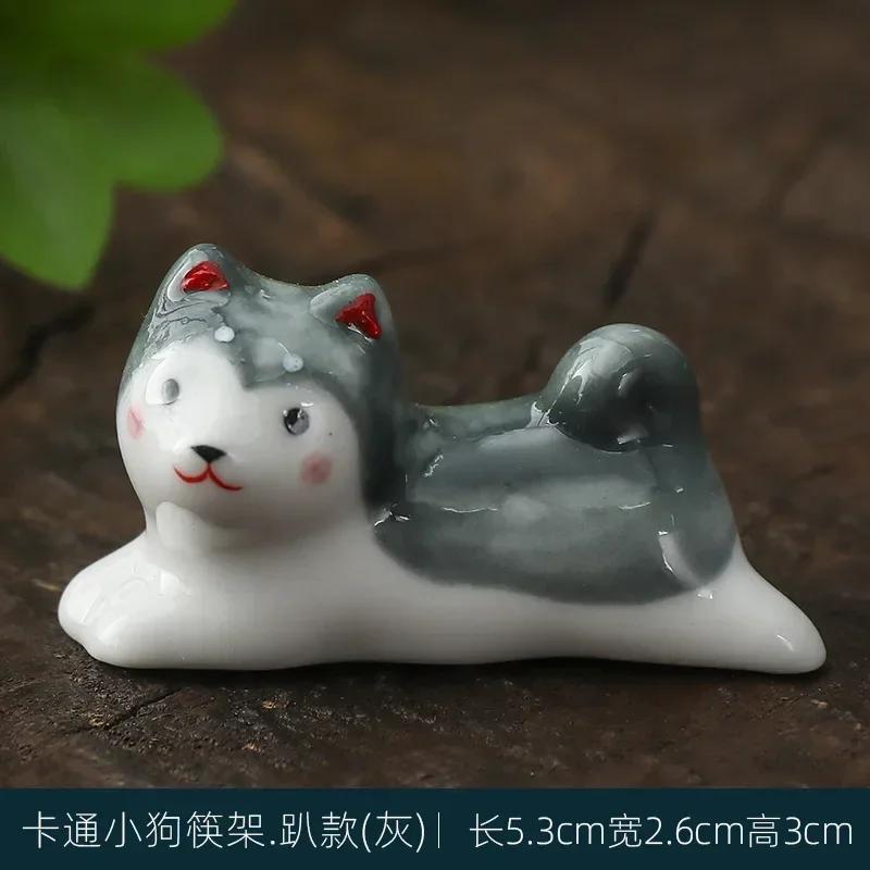 Japanese Style Underglaze Ceramic cute dog Chopstick Holder Tableware Restaurant Simple Oval Spoon Bracket Utensil For Kitchen