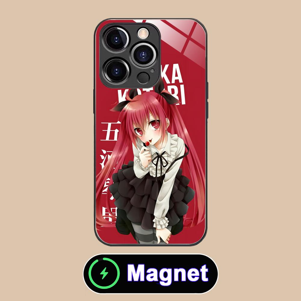 Date a Live Kotori Itsuka Glass MagSafe Mobile Phone Case for iPhone 17 16 15 14 13 12 11 Air Pro Max Plus Mini Colorful Cover