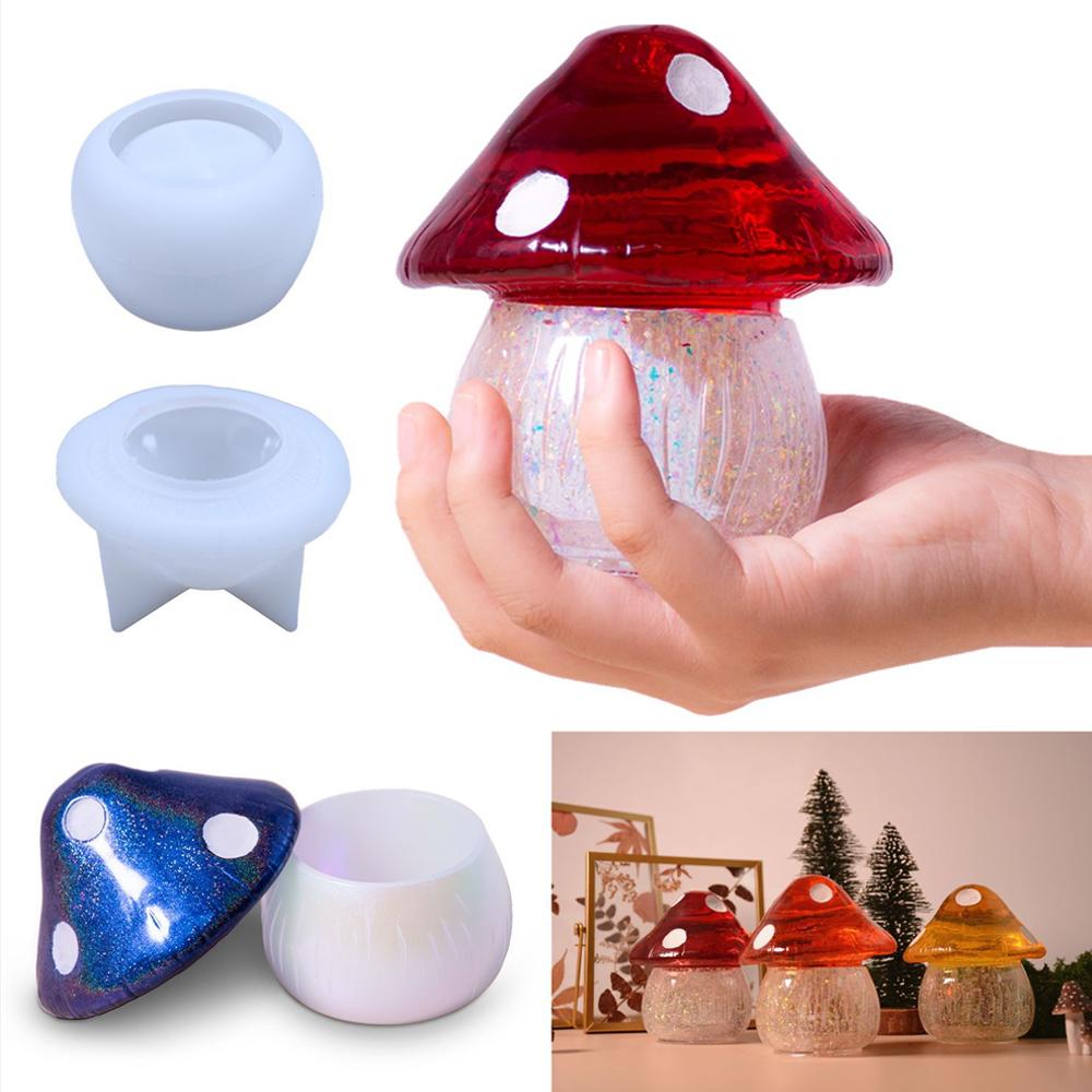 Multi-function Mushroom Storage Boxes Display Epoxy Resin Silicone Molds Making For DIY Aromatherapy Gypsum Mushroom Drip