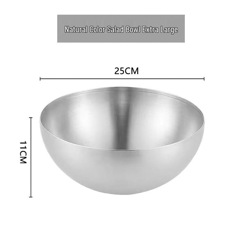 Korean Style Large Stainless Steel Bowl for Salads, Soups, Noodles, BBQ, and Bibimbap Cooking