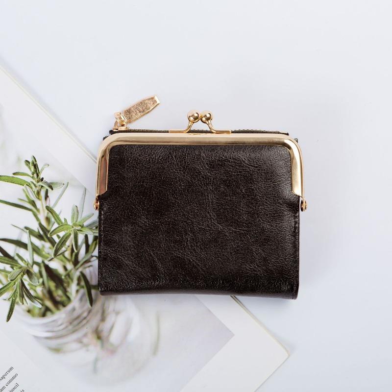 

Печать фотографий Кожаные изделия Короткий кошелек Женский Новый Зажим Сумка для мелочи Ретро Многофункциональный Складной кошелек Визитница Женская 12*11*2 чёрный