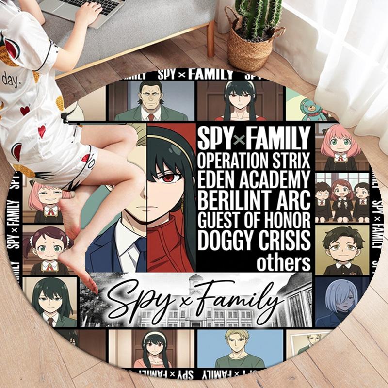 Spy Family Round Area Rug Carpet Rug For Living Room Bedroom Sofa Playroom Decor Nonslip Floor Mat