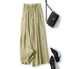 Vintage Bavlněné Lněné Dlouhé Kalhoty s Širokými Nohavicemi Dámské Letní Tenké Ležérní Volné Splývavé Devítidélkové Elastický Pas Culottes