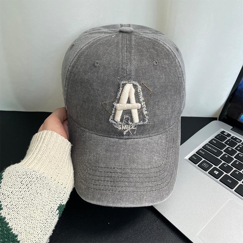

Embroidery A letter baseball cap female soft top shows face small versatile casual outdoor cap male
