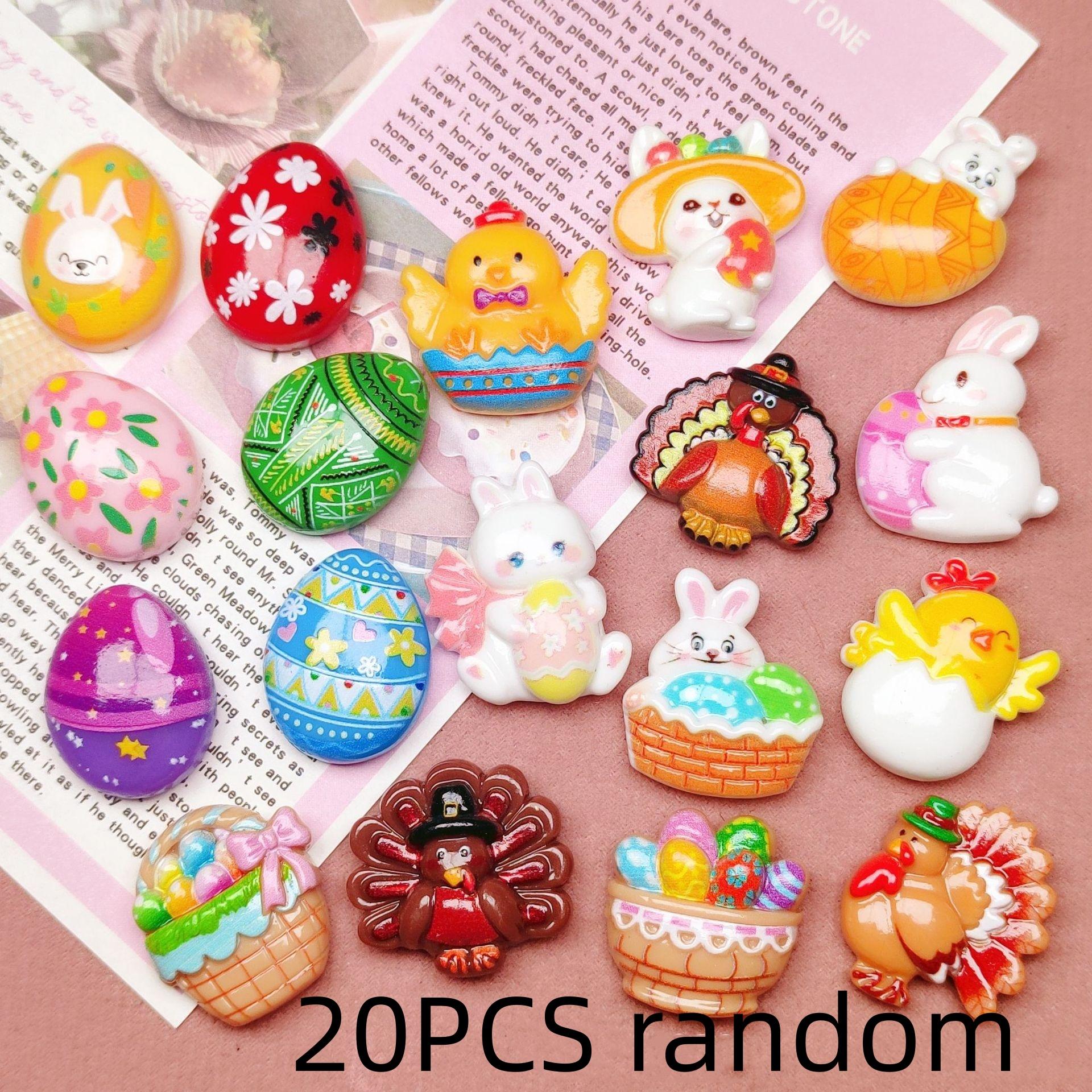 20/100PCS Cartoon Easter egg chicken DIY phone case resin accessories handmade hair accessories handmade materials