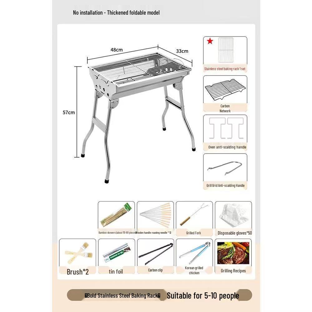Portable Outdoor Folding Charcoal Barbecue Grill Rack