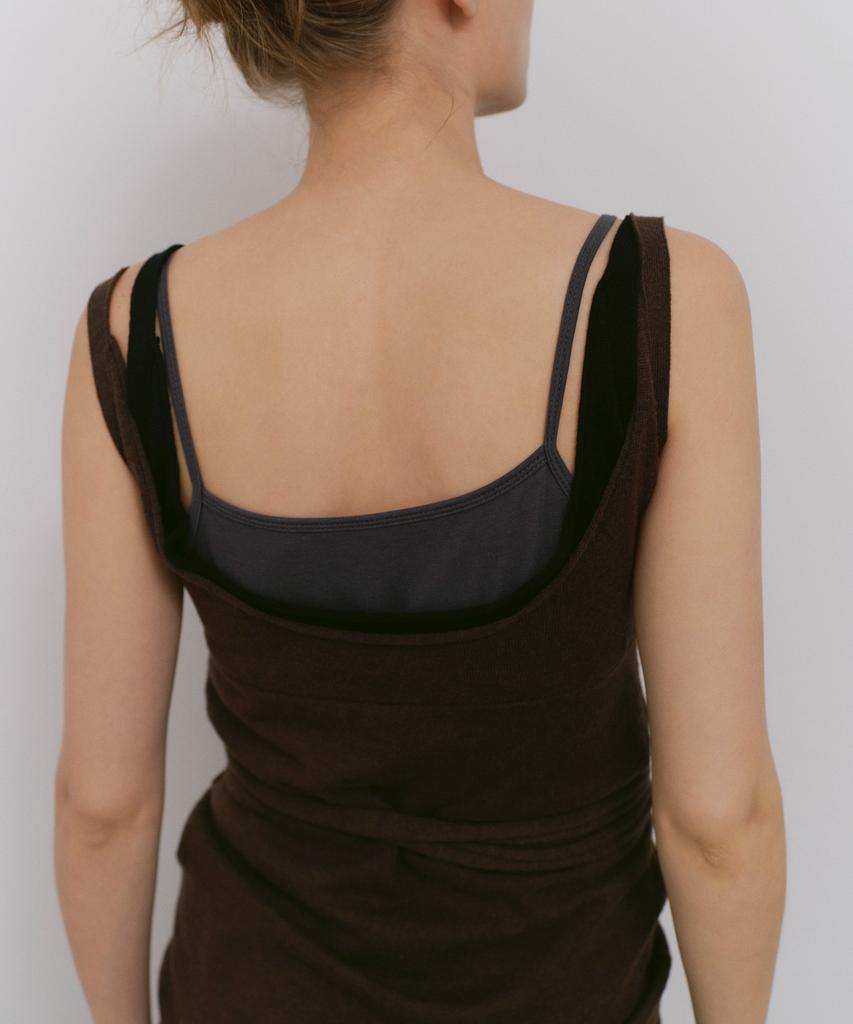 CACELE Raw Cut Strap Dress, Brown