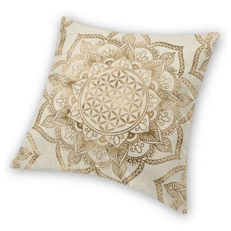 Mandala Blume des Lebens im Lotus Kissenbezug 45x45cm Heim Dekoration Druck Heilige Geometrie Wurfkissen für Sofa Zweiseitig