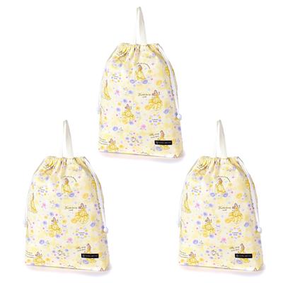 COLORFUL CANDY STYLE Disney Drawstring Large Gym Clothes Bag (with Name Tag) Belle BEAUTY AND THE BEAST Belle Princess Belle Set of 3 Stylish Gym