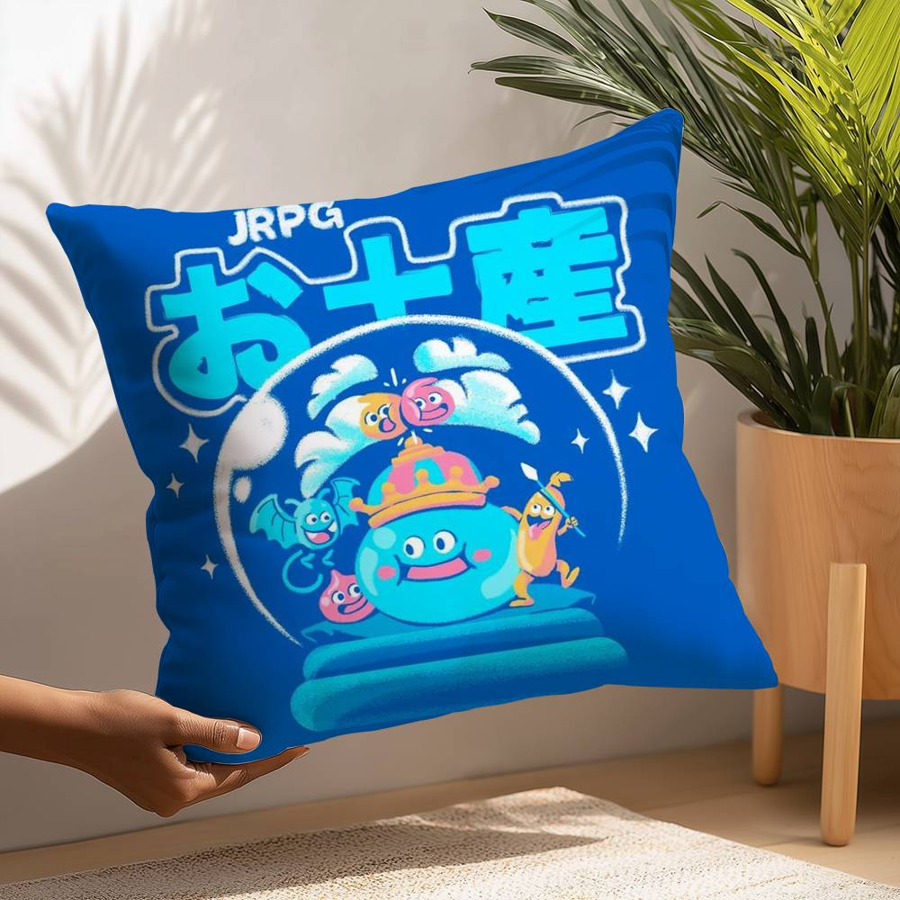 D-Dragon Quest Slime Pillow Case Plush Fabric Soft Pillowcase Double Sided Print Cushion Cover Household Gifts