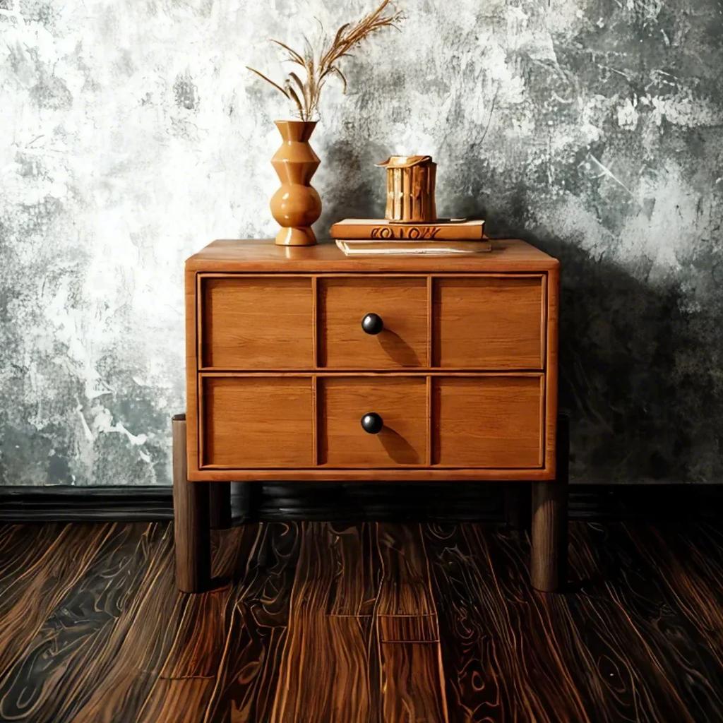 Medieval bedside table Household bedroom Bedside table Solid wood simple modern small cabinet