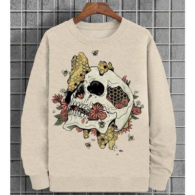 3D Druck Totenkopf Herren Sweatshirt Herbstmode Street Hoodies für Männer Sweatshirts Langarm Oberteile Retro Herrenbekleidung