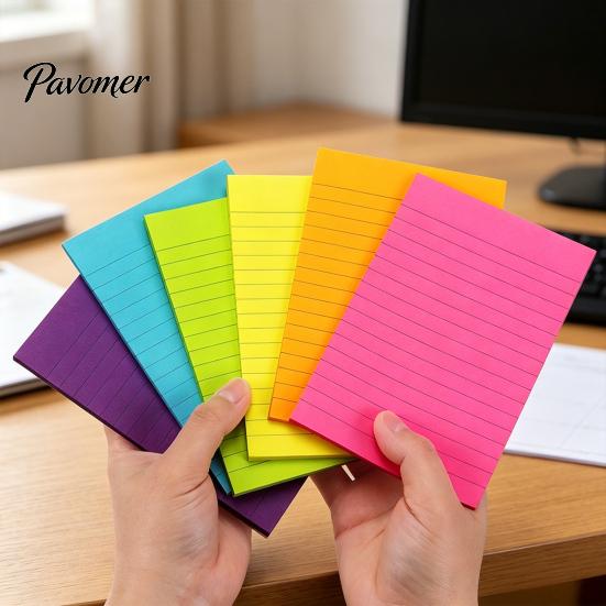 Notesy Samoprzylepne Przypominające 6 Sztuk Linijkowane Notesy, 6x4 cala Samoprzylepne Notesy w Linie, 45 Kartek/Notes Kolorowe Wielokolorowe Przylepne Notesiki Samoprzylepne do Listy To Do