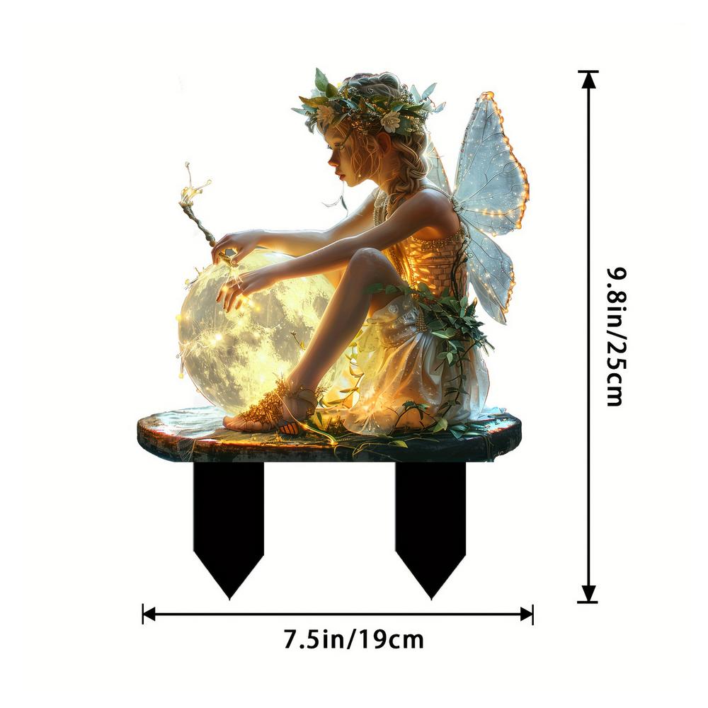 Yard Art For Outside Fairy 2D Acrylic Garden Stakes Multifunctional Yard Art Cartoon Pot Decoration For Flower Beds Landscape