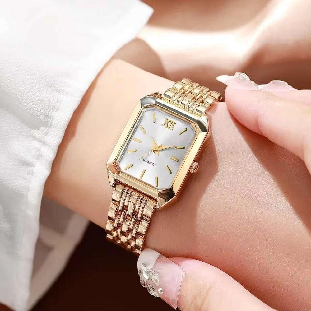 Square Dial Rhinestone Quartz Watch Slim Strap Rhinestone Watch Women Quartz Watch  Casual Wear