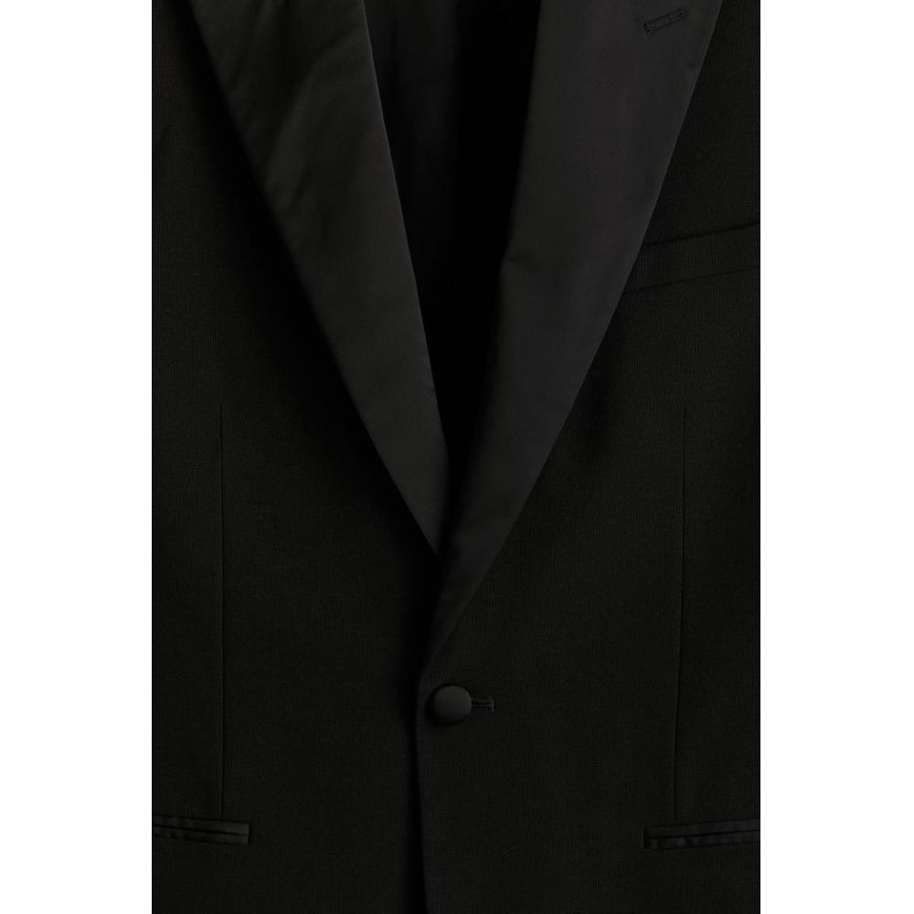 H M Single Breasted Tuxedo Jacket sliM Fit Black