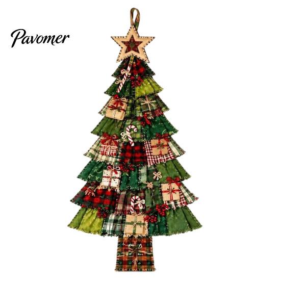 Durchdachtes handgemachtes Geschenk für Weihnachten Türhänge-Set, Patchwork-Baumdekoration DIY Nähen Texturiertes Stoff-Wandset, Rustikales Bauernhaus-Feiertags