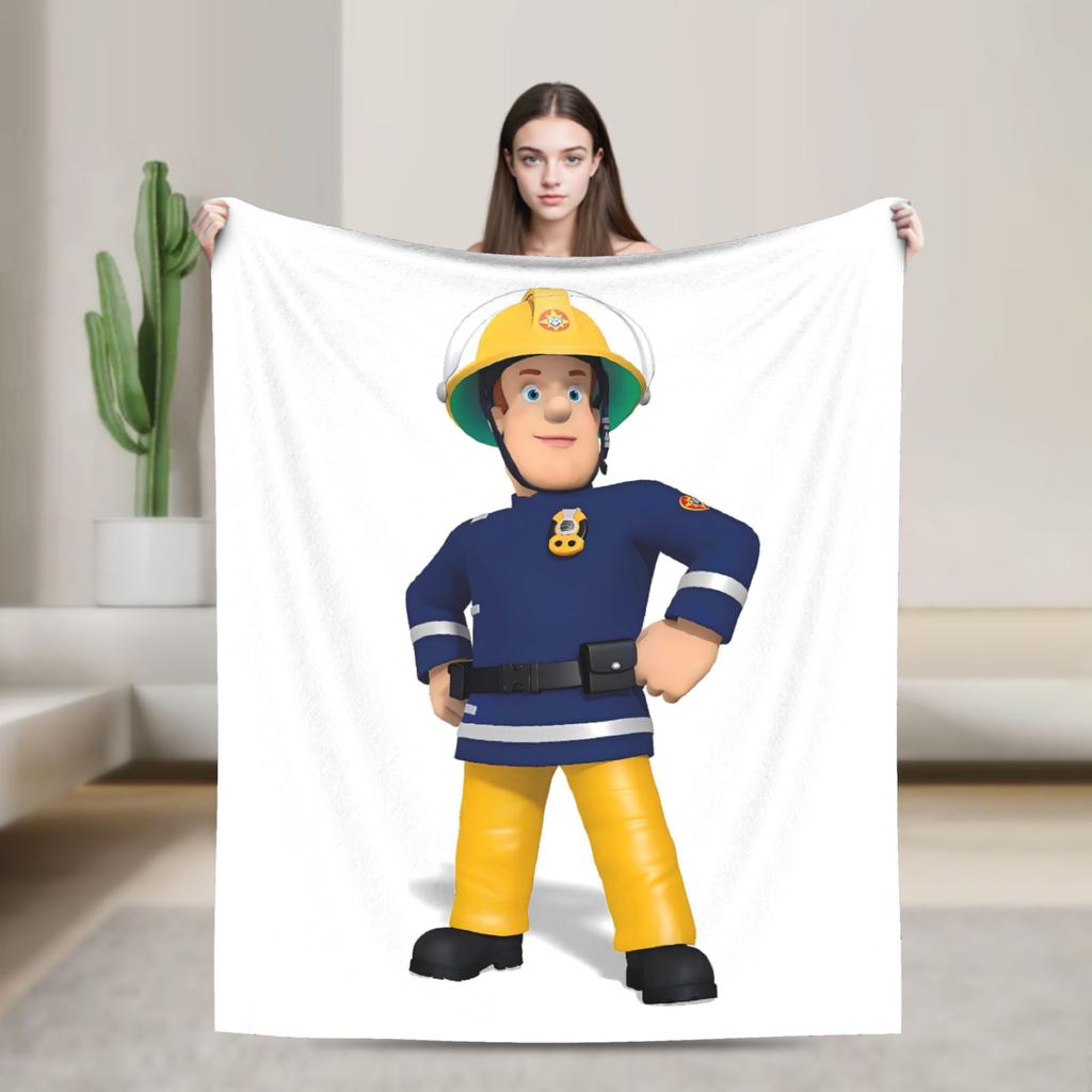 Firemans Sams Flannel Blanket Winter  Super Warm Throw Blanket for Girls Boys Outdoor Pattern Bedspread Sofa Bed Cover