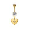 Fashion Heart Stainless Steel Belly Button Ring Shiny Zircon Dangle Navel Ring For Women Sexy Body Piercing Beach Jewelry
