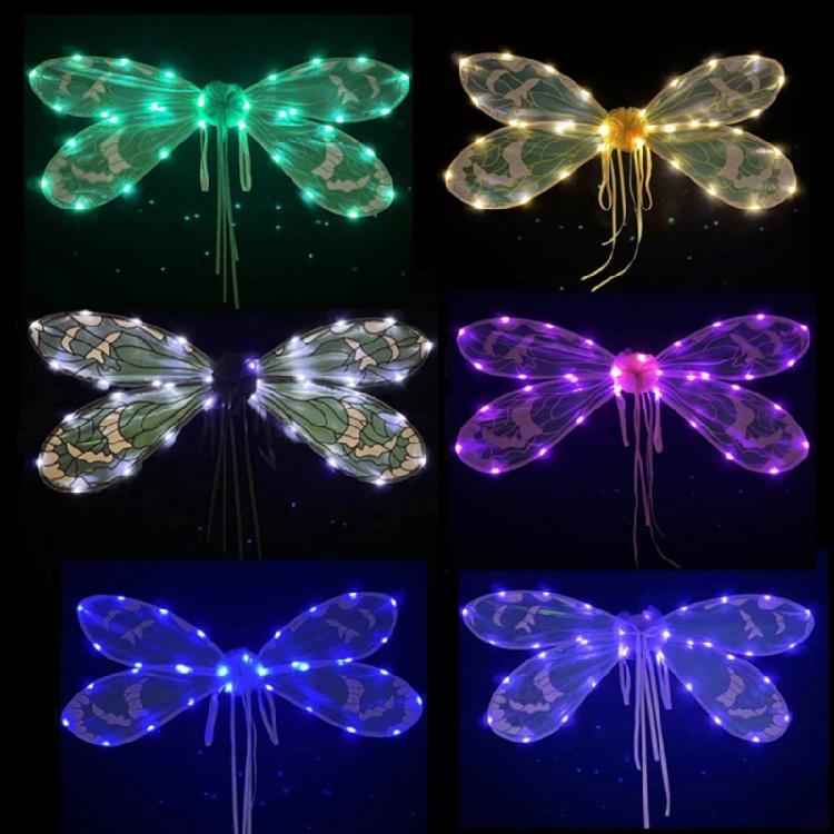 Zikadenflügel Libellenflügel Halloween-Kostüm Flügel Glitzernde Engelsflügel Leuchtende Elfenflügel Prinzessinnenflügel