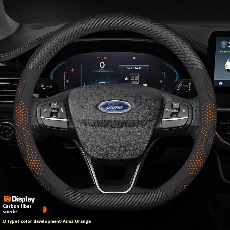 Carbon Fiber Suede Steering Wheel Cover for Ford Focus F150 Mondeo Fiesta Kuga Edge Ecosport Explorer Escape Fusion Car Accessor