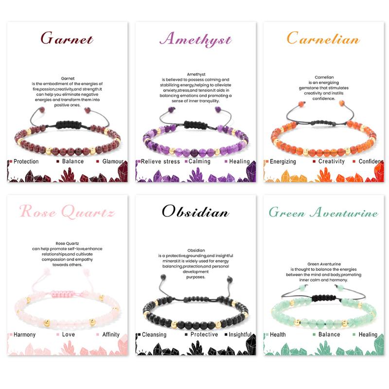 Pulseira Ajustável Trançada com Contas de Hematita de 4mm e Pedra Natural Adequada Para Homens e Mulheres Uso Diário Presente de Feriado Joias