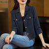 ZANZEA Women Casual Turn Down Collar Solid Color 3/4 Sleeve Cardigan Blouse