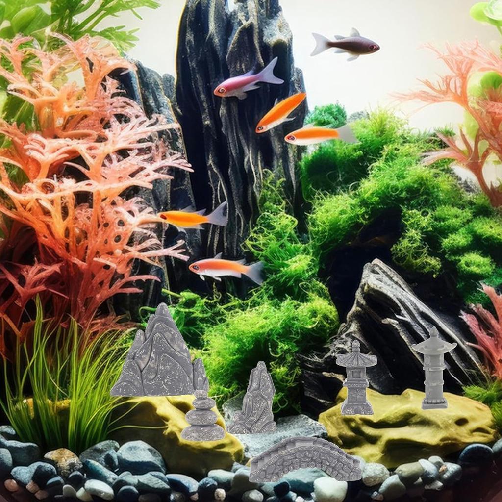 Milisten 1 Set Mini Pagoda Statue Resin Rockery Bonsai Decor Tiny Pavilion Figurine Miniature Zen Garden Accessories for Micro Landscape Sand Table