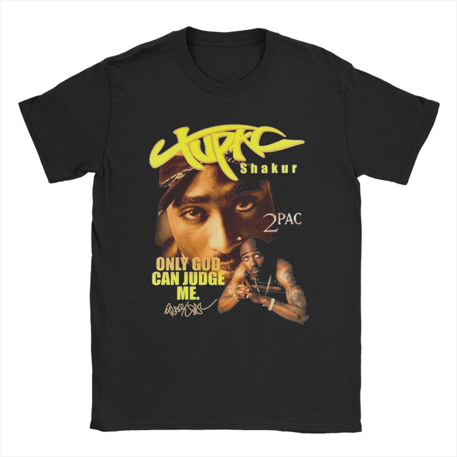 

Тупак Только Бог может судить меня 90-е Винтажная футболка 2pac Хип-хоп Одежда из чистого хлопка Потрясающая футболка с коротким рукавом и круглым вырезом S чёрный