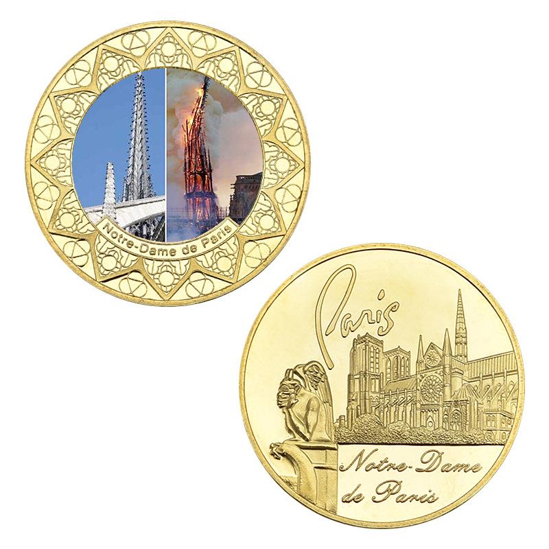 Notre Dame Cathedral commemorative coin gift box set, commemorative medal collection metal crafts, collection of souvenirs