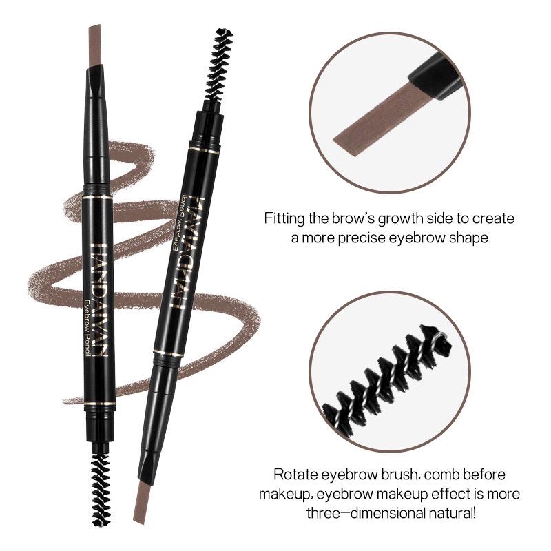 Double Eyebrow Pencil Five Automatic Rotating Color Waterproof Not Shading with Eyebrow Brush Triangle Three-dimensional Eyebrow Pencil