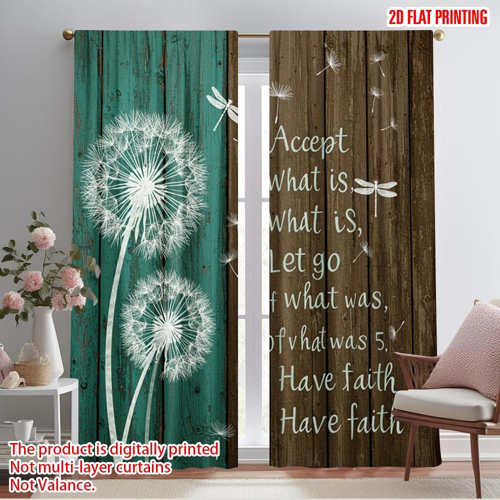 

2pcs 2D flat printing Curtain Dandelion Dragonflies Wall Polyester Without Electricity Birthday Party for Room bedroom wall 52.50×116.00 CM 2pcs