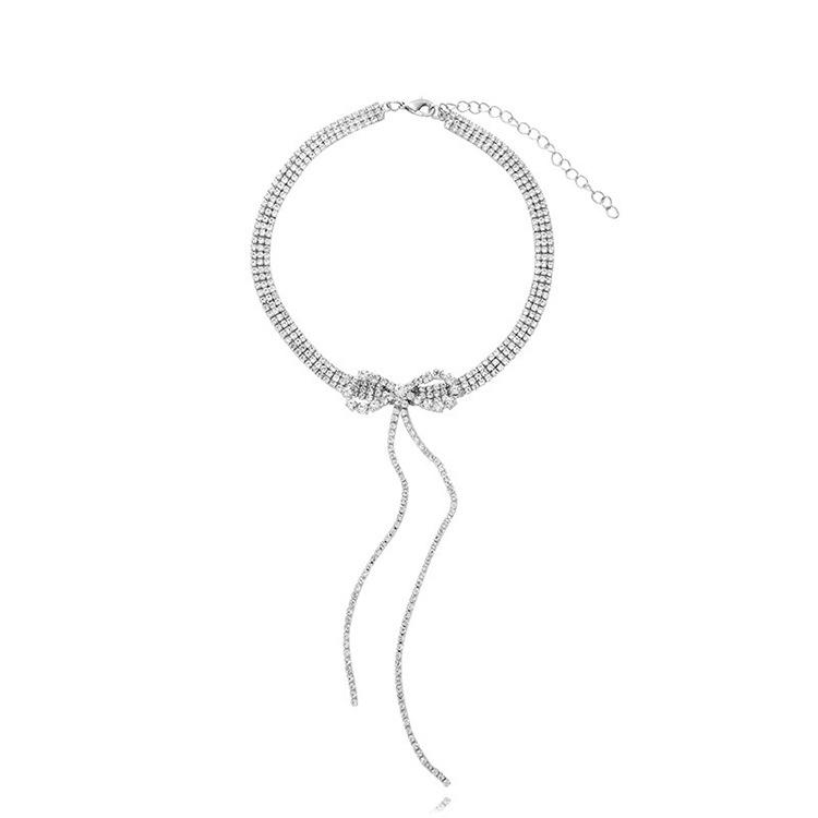 New Bow Necklace Women's Full Clavicle Chain Neck Tassel Special Fashion Dress All-Matching Accessories