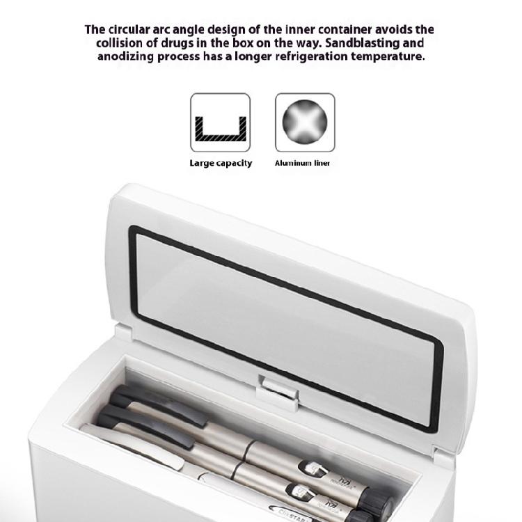 Boîte de refroidissement pour médicaments Organiseurs Réglable 2-18°C Fonctionnement silencieux Batterie rechargeable Convient pour un usage domestique et en voiture