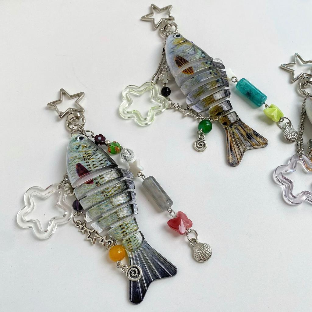 Fish Keychain Super Bionic Fish Bait Keychain Pentagram Love Crucian Carp Ocean Small Fish Multi-section Fish Luya Fashion Versa
