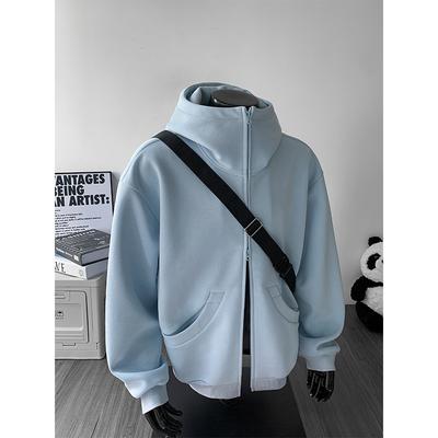 Herbst Neuer Pullover Locker Pendeln Vielseitig Japanisch und Koreanisch Doppelkopf-Reißverschluss Kapuzenpullover