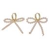 Elegant and Cute Women's Earrings Dainty Imitation Pearls Bowknot Studs Ornament