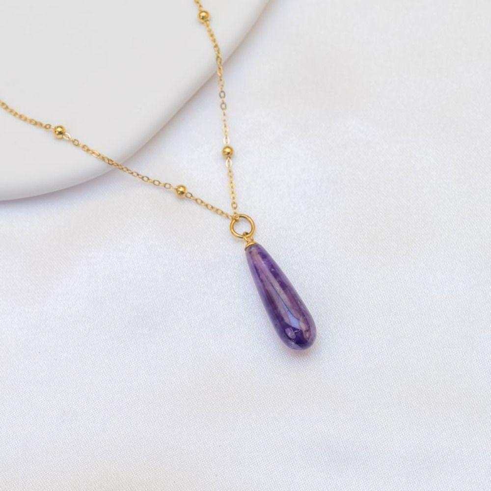 Vintage Waterdrop Pendant Necklace Natural Women Choker Colorful Stone Necklace  Accessories