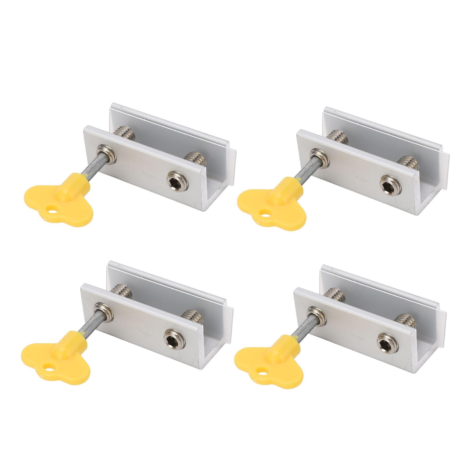

4Set Window Lock Aluminium Alloy Adjustable Security Lock Stopper with Key for Vertical Horizontal Sliding Window