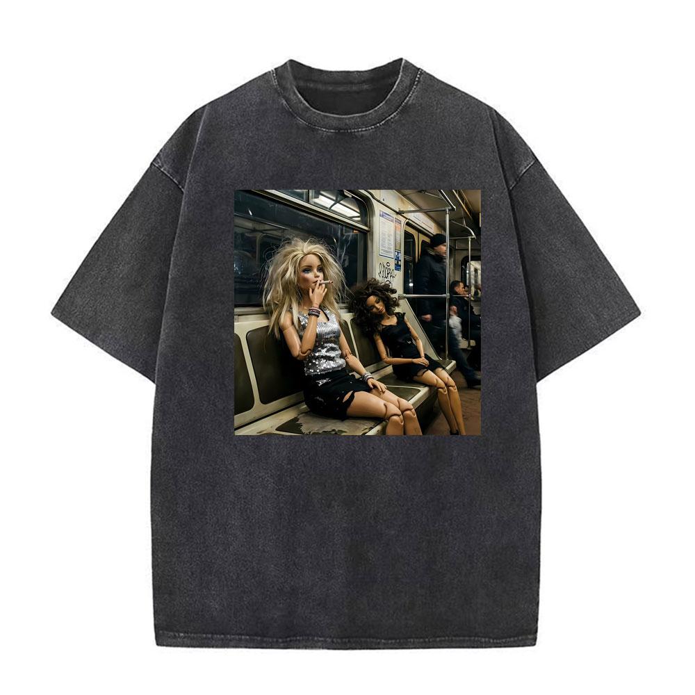 Meme Festa Bambole Grafica Meme Magliette Unisex Donna Manica Corta Gotico High Street T-shirt Cotone Lavato Vintage Larga T-shirt