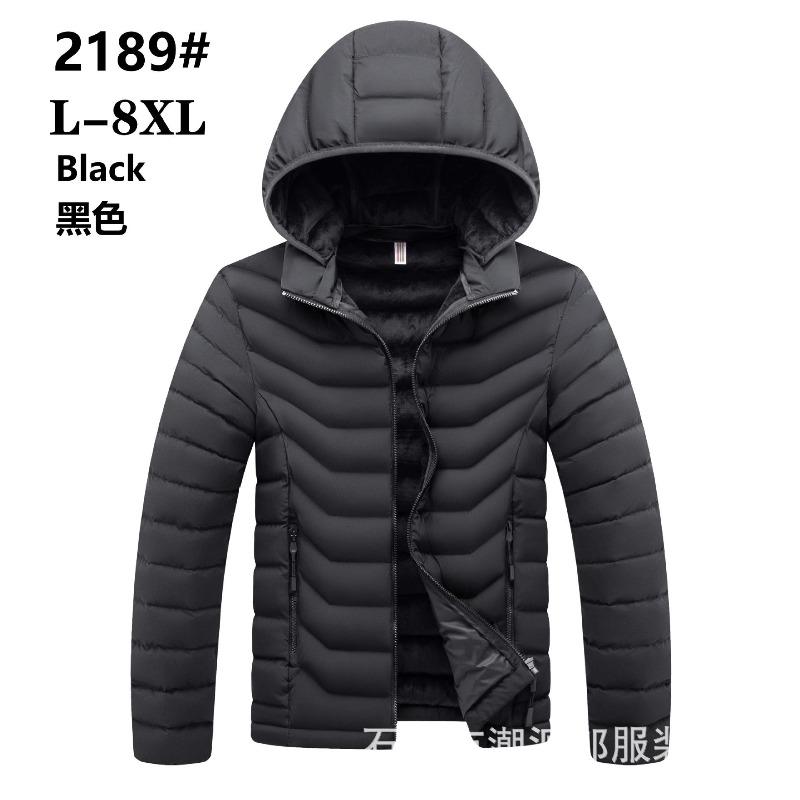 

Autumn and winter new warm and windproof casual versatile hooded solid color cotton clothes XXXL чёрный